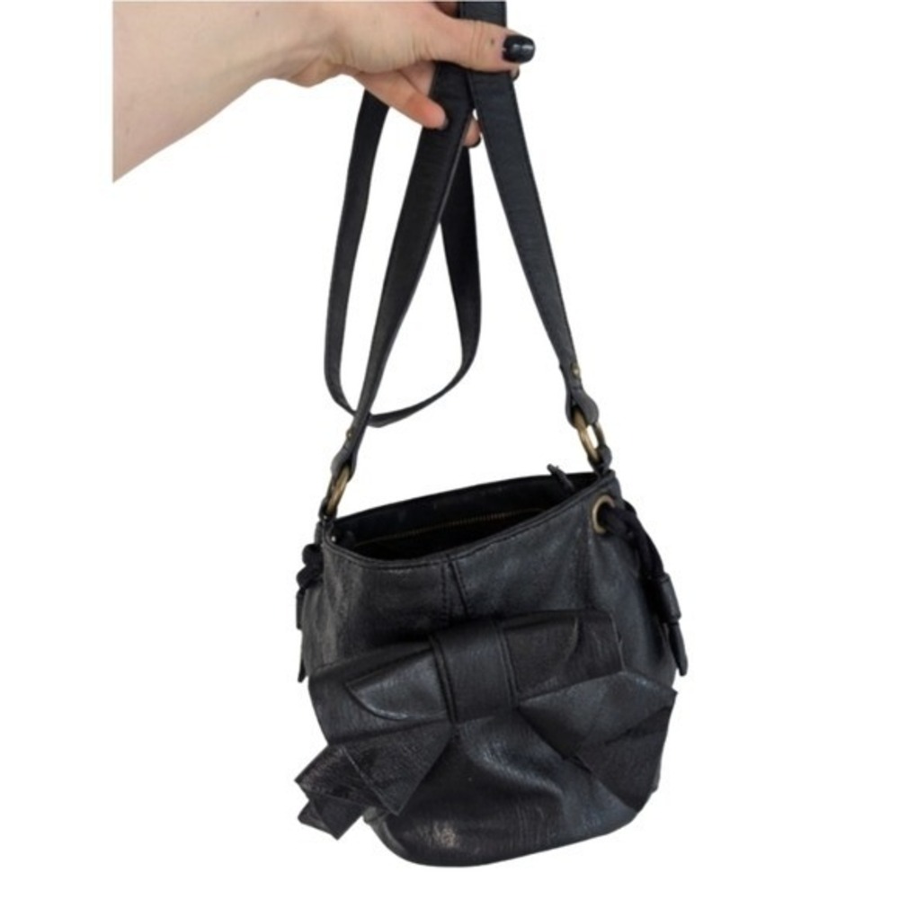 Jessica Simpson Black Vegan Leather Shoulder Bag Bow Purse Goth Grunge Y2K